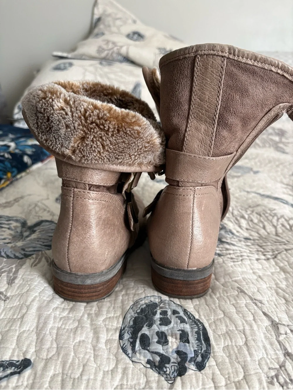 BareTraps Women's Dual-Buckle Ankle Boots in Taupe